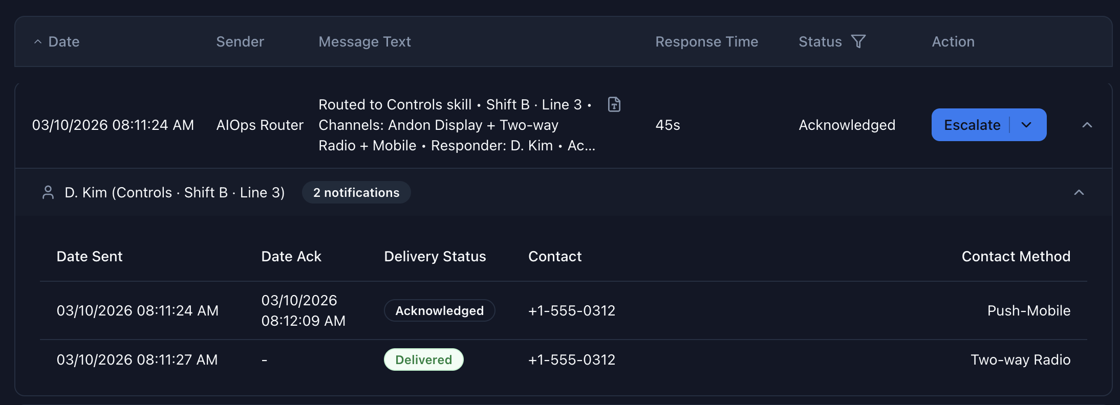 Industrial - Skill-Based Routing Section