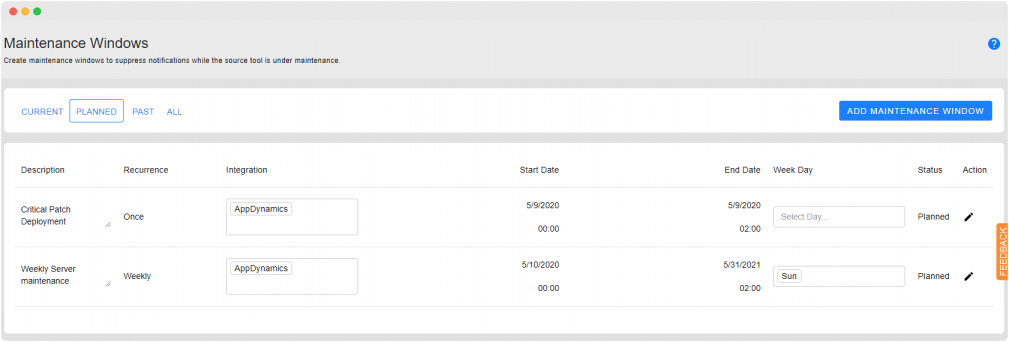 Maintenance Windows